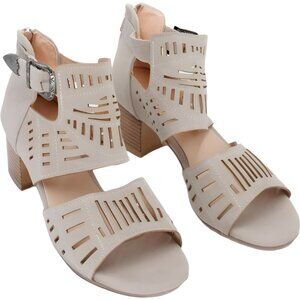 YASIRUN Beige Cutout Block Heel Sandal Stylish Comfort Women's US 8